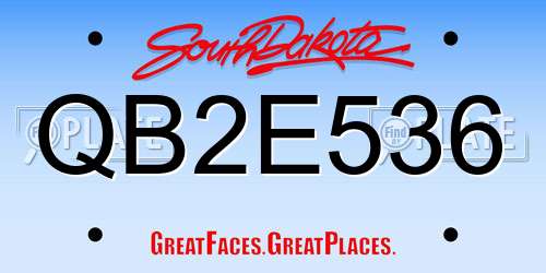 QB2E536 South Dakota License Plate
