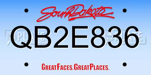 QB2E836 South Dakota License Plate