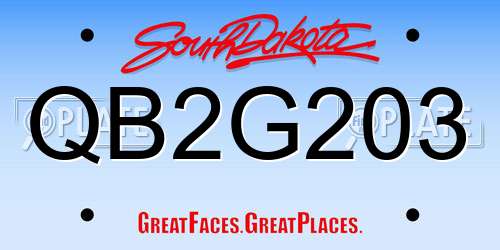 QB2G203 South Dakota License Plate