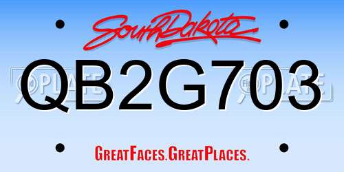 QB2G703 South Dakota License Plate