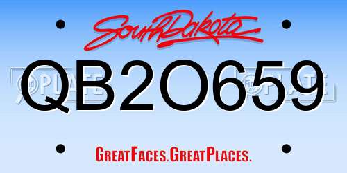 QB2O659 South Dakota License Plate