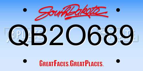 QB2O689 South Dakota License Plate
