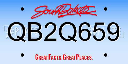 QB2Q659 South Dakota License Plate