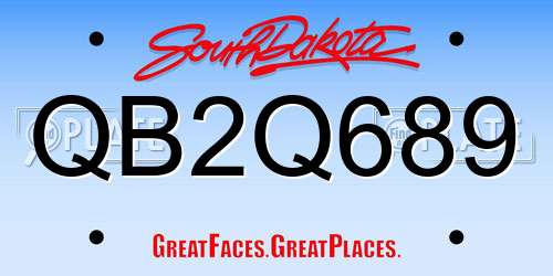 QB2Q689 South Dakota License Plate