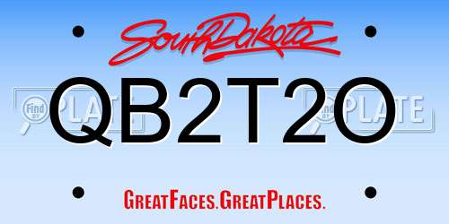 QB2T2O South Dakota License Plate