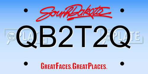 QB2T2Q South Dakota License Plate