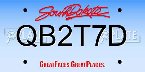 QB2T7D South Dakota License Plate