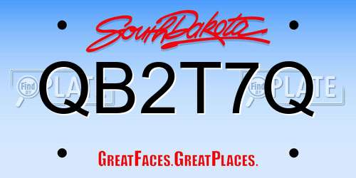 QB2T7Q South Dakota License Plate