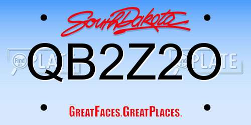 QB2Z2O South Dakota License Plate