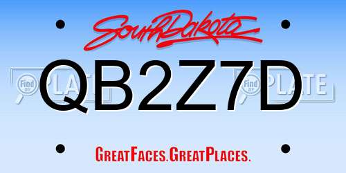 QB2Z7D South Dakota License Plate