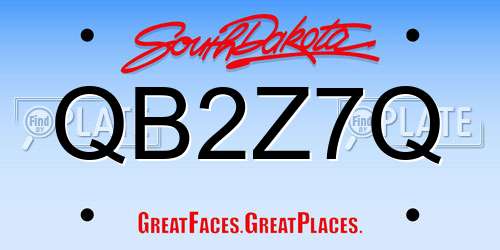 QB2Z7Q South Dakota License Plate