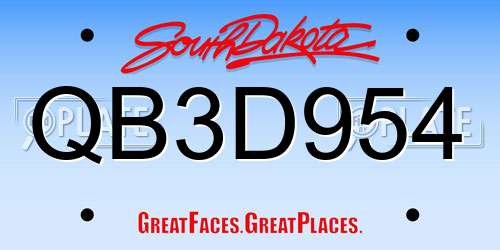 QB3D954 South Dakota License Plate