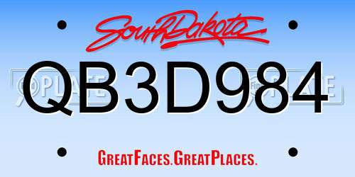 QB3D984 South Dakota License Plate