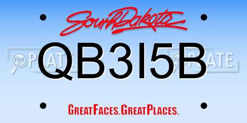 QB3I5B South Dakota License Plate