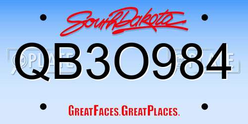 QB3O984 South Dakota License Plate