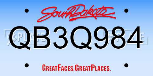 QB3Q984 South Dakota License Plate