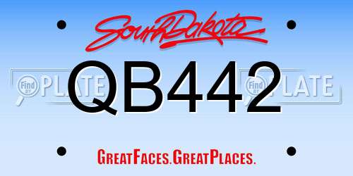 QB442 South Dakota License Plate