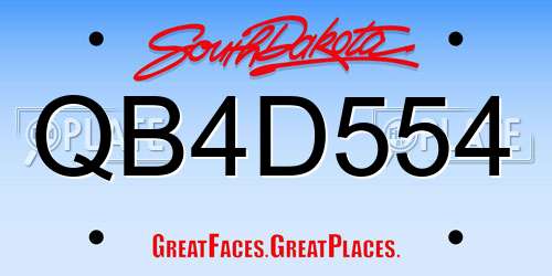 QB4D554 South Dakota License Plate