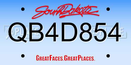 QB4D854 South Dakota License Plate