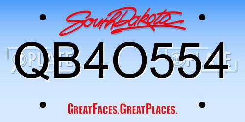 QB4O554 South Dakota License Plate