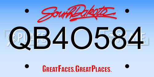QB4O584 South Dakota License Plate