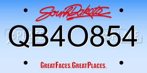 QB4O854 South Dakota License Plate