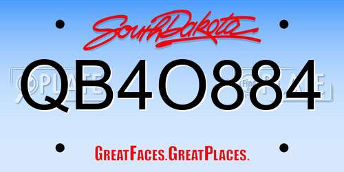 QB4O884 South Dakota License Plate