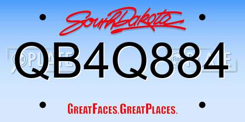 QB4Q884 South Dakota License Plate