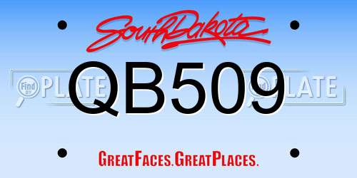 QB509 South Dakota License Plate
