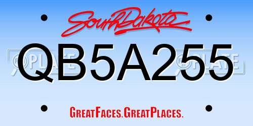 QB5A255 South Dakota License Plate