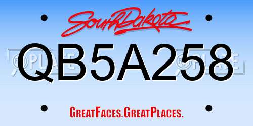 QB5A258 South Dakota License Plate