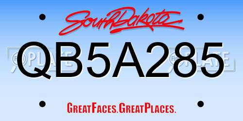 QB5A285 South Dakota License Plate