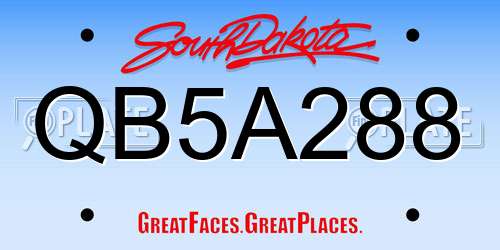 QB5A288 South Dakota License Plate