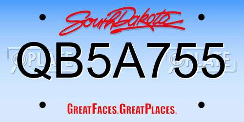 QB5A755 South Dakota License Plate