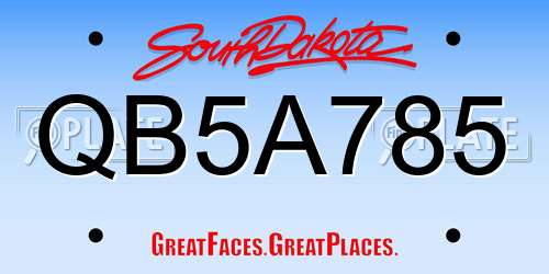 QB5A785 South Dakota License Plate
