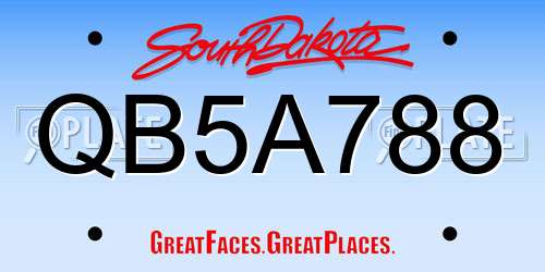 QB5A788 South Dakota License Plate