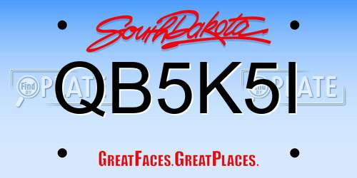 QB5K5I South Dakota License Plate