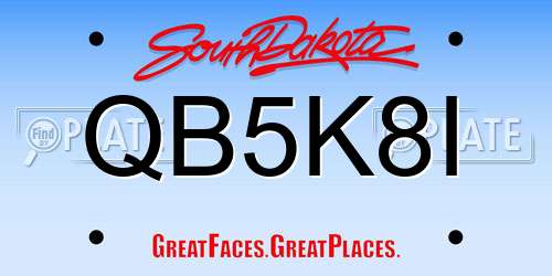 QB5K8I South Dakota License Plate