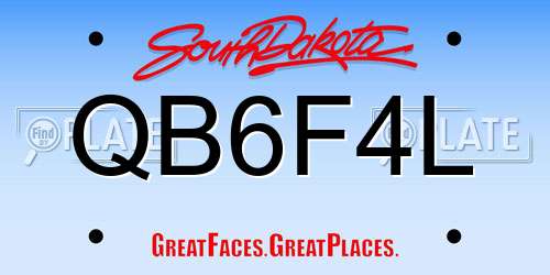 QB6F4L South Dakota License Plate