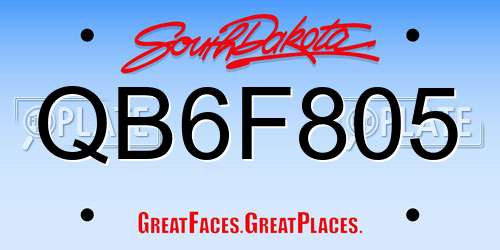 QB6F805 South Dakota License Plate