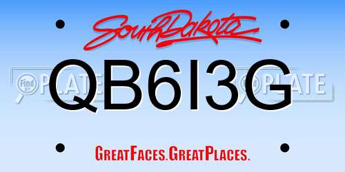 QB6I3G South Dakota License Plate