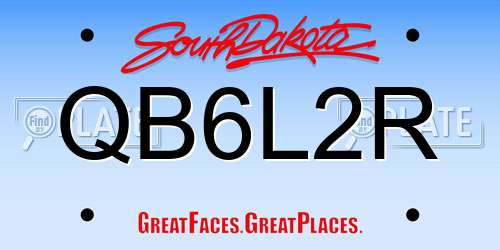 QB6L2R South Dakota License Plate