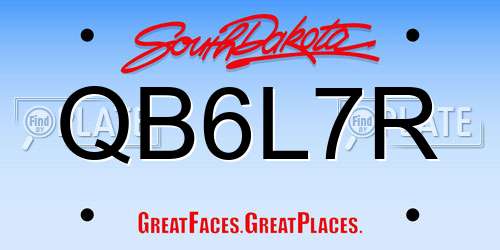 QB6L7R South Dakota License Plate