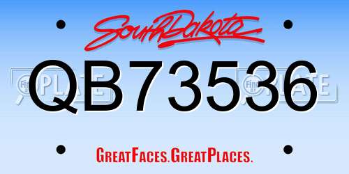 QB73536 South Dakota License Plate