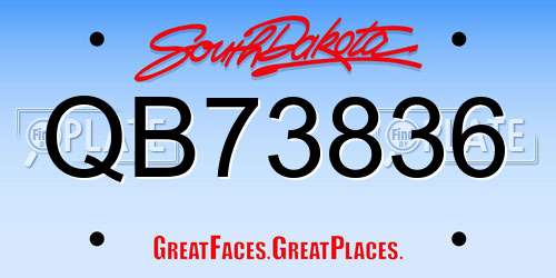 QB73836 South Dakota License Plate