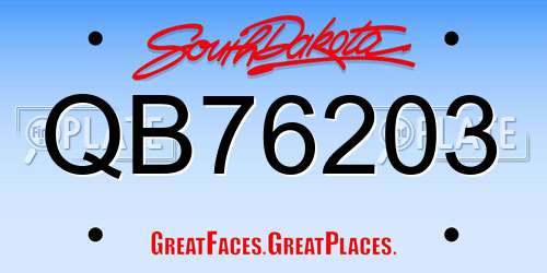 QB76203 South Dakota License Plate