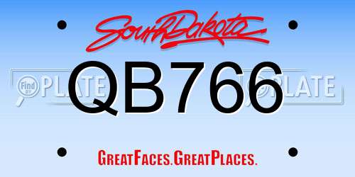QB766 South Dakota License Plate