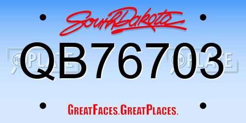 QB76703 South Dakota License Plate
