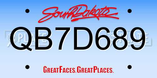 QB7D689 South Dakota License Plate
