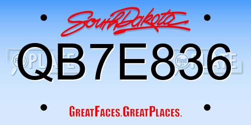 QB7E836 South Dakota License Plate